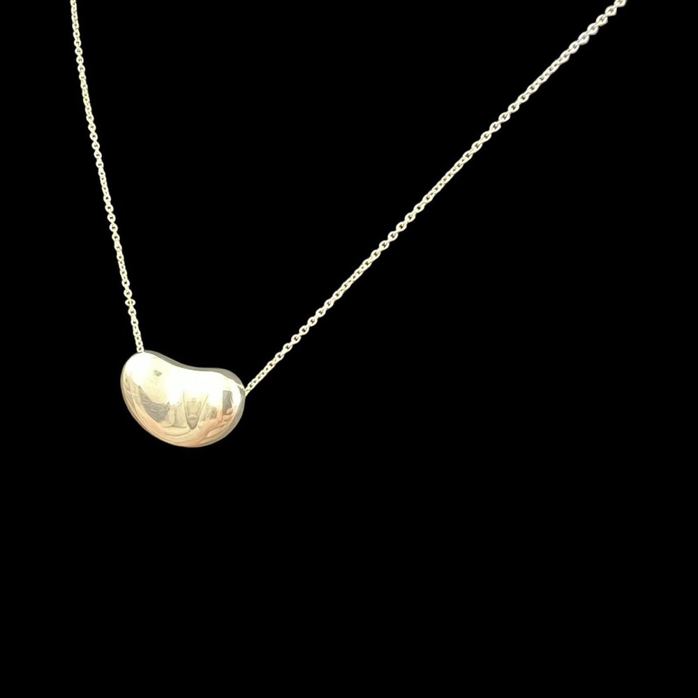 Tiffany & Co Elsa Peretti Bean Pendant in Sterling Silver 18mm on 16” Chain - Picture 5 of 13